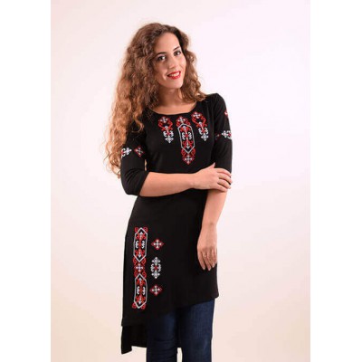 Embroidered tunic "Dove" red